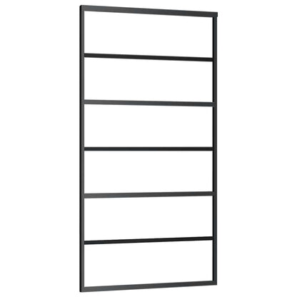 vidaXL Sliding Door with Hardware Set Black 102x205 cm ESG Glass 5