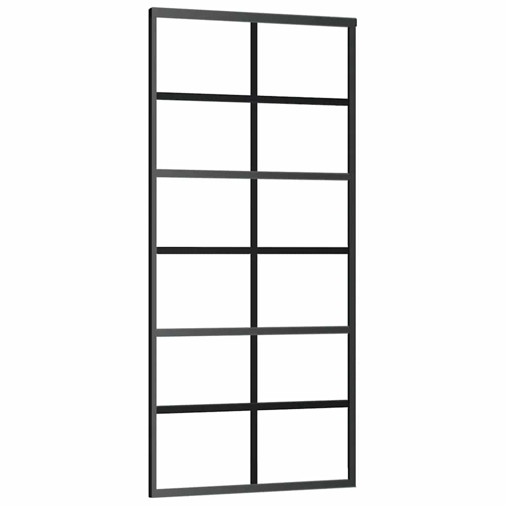vidaXL Sliding Door with Hardware Set Black 90x205 cm ESG Glass 5