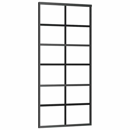 vidaXL Sliding Door with Hardware Set Black 90x205 cm ESG Glass 5