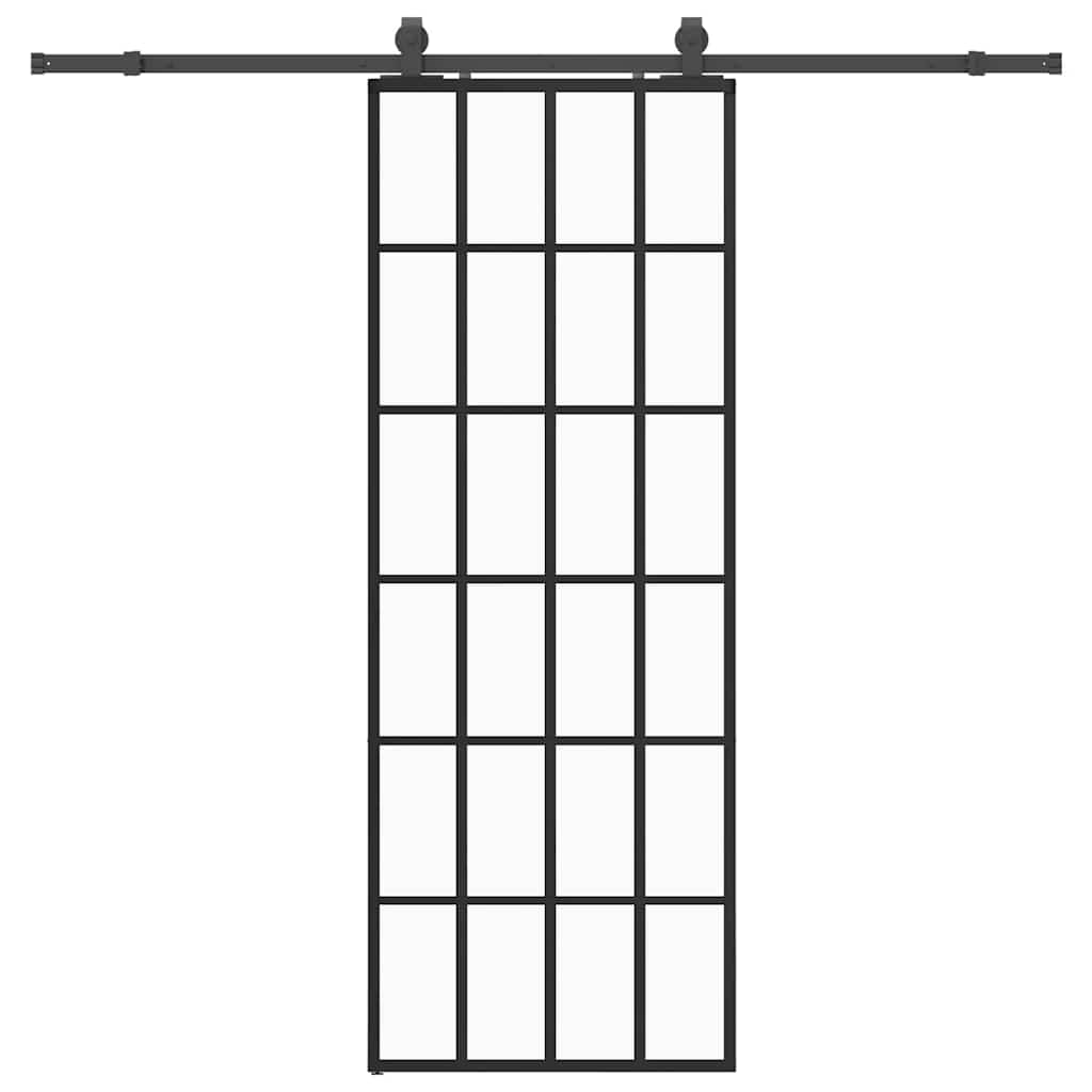 vidaXL Sliding Door with Hardware Set Black 76x205 cm ESG Glass 2