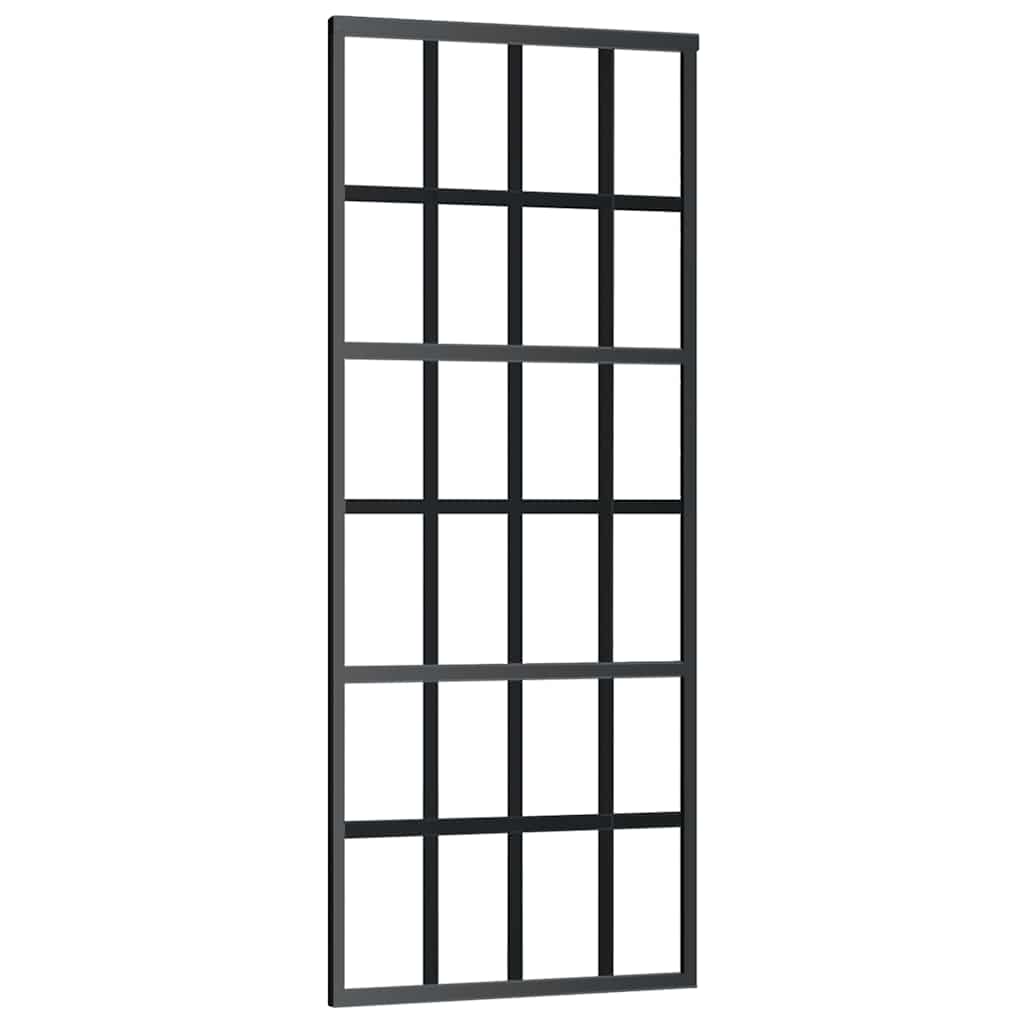 vidaXL Sliding Door with Hardware Set Black 76x205 cm ESG Glass 5
