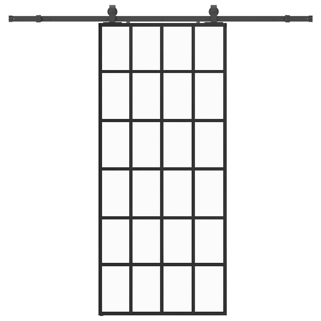 vidaXL Sliding Door with Hardware Set Black 90x205 cm ESG Glass 2