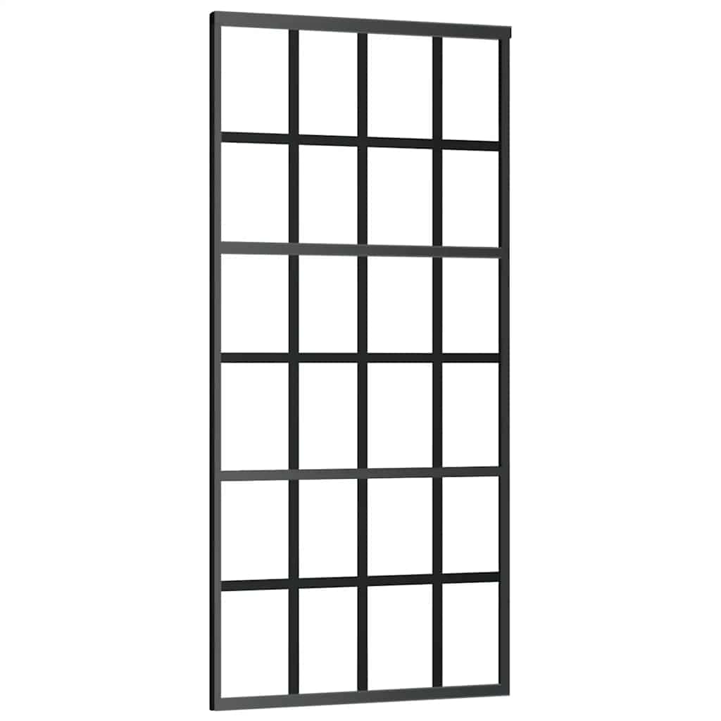vidaXL Sliding Door with Hardware Set Black 90x205 cm ESG Glass 5