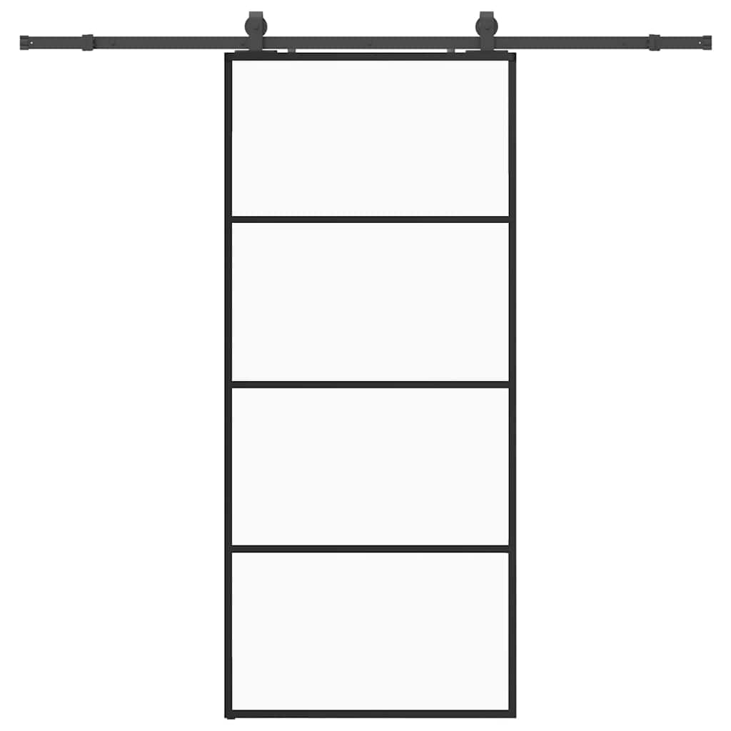 vidaXL Sliding Door with Hardware Set Black 90x205 cm ESG Glass 2