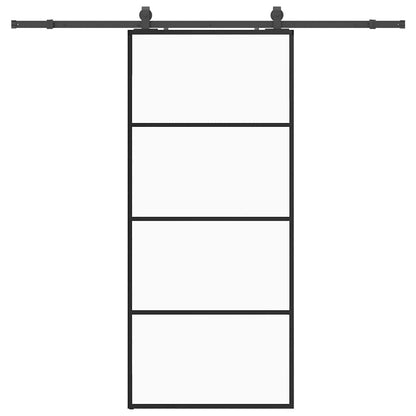 vidaXL Sliding Door with Hardware Set Black 90x205 cm ESG Glass 2
