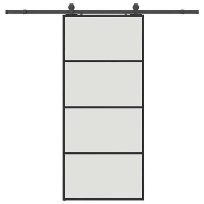 Sliding Door with Hardware Set 76x205 cm ESG Glass Black 90 cm 213 cm sliding rail Frosted