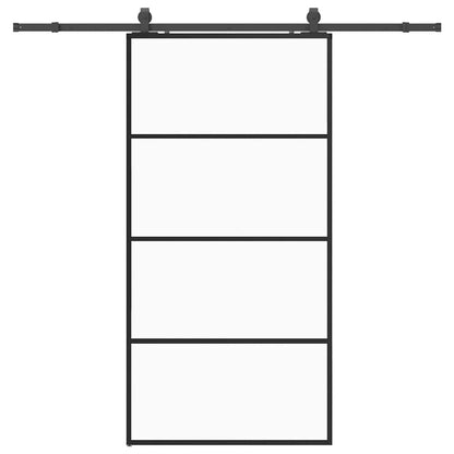 Sliding Door with Hardware Set 76x205 cm ESG Glass Black 102.5 cm 213 cm sliding rail Transparent