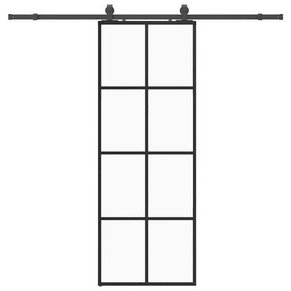 vidaXL Sliding Door with Hardware Set Black 76x205 cm ESG Glass 2