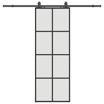 vidaXL Sliding Door with Hardware Set Black 76x205 cm ESG Glass 2