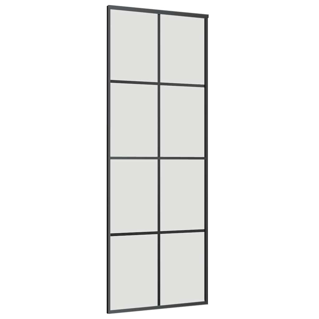 vidaXL Sliding Door with Hardware Set Black 76x205 cm ESG Glass 5