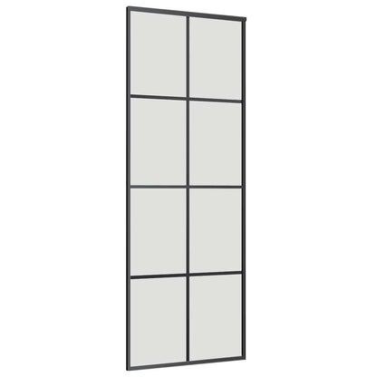 vidaXL Sliding Door with Hardware Set Black 76x205 cm ESG Glass 5