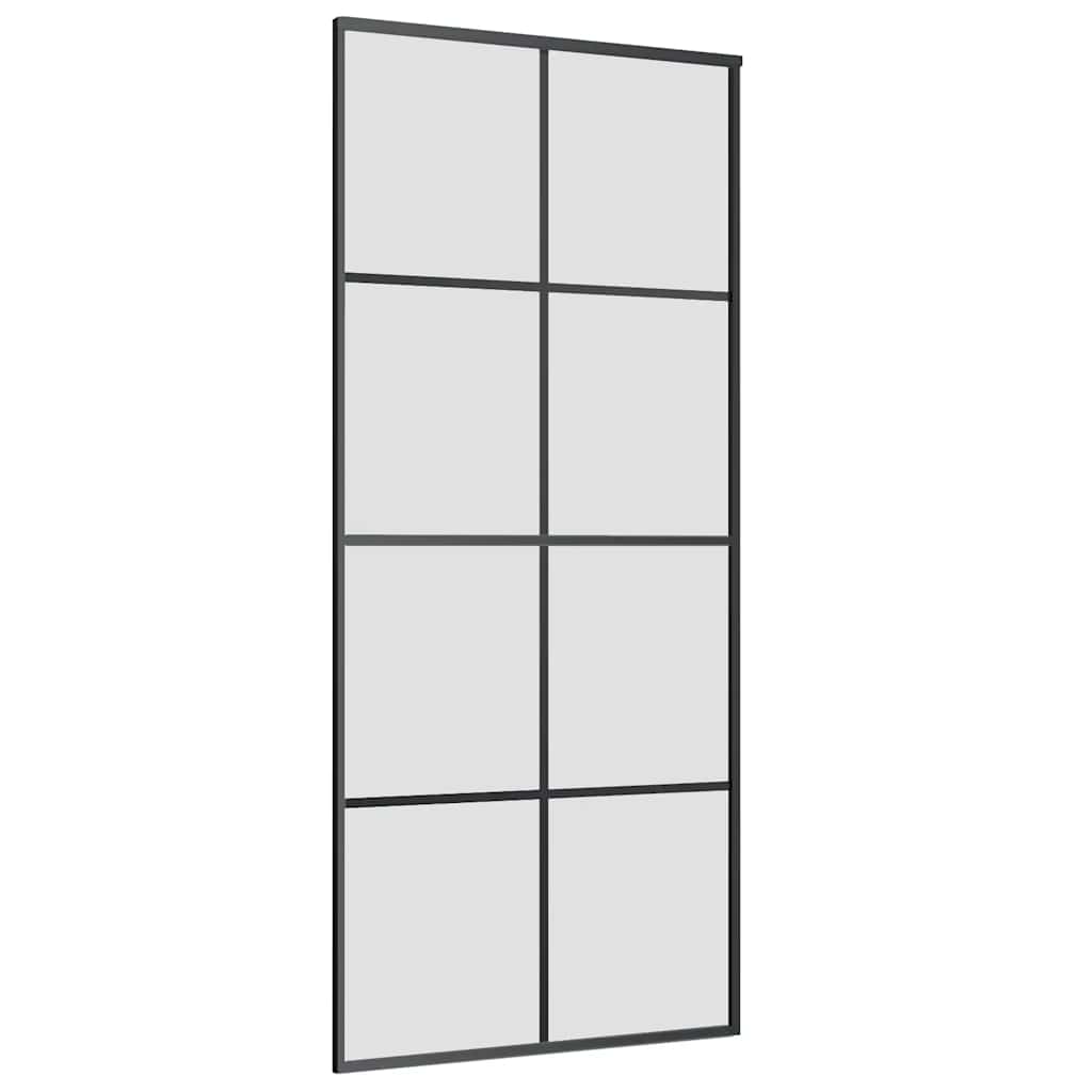 vidaXL Sliding Door with Hardware Set Black 90x205 cm ESG Glass 5