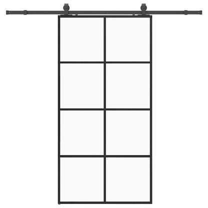 vidaXL Sliding Door with Hardware Set Black 102.5x205 cm ESG Glass 2