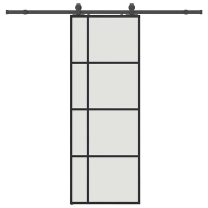 vidaXL Sliding Door with Hardware Set Black 76x205 cm ESG Glass 2