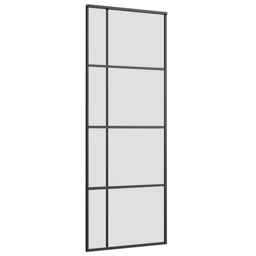 vidaXL Sliding Door with Hardware Set Black 76x205 cm ESG Glass 5