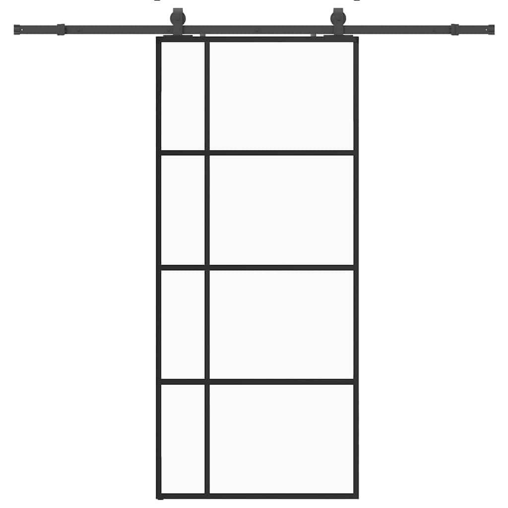 vidaXL Sliding Door with Hardware Set Black 90x205 cm ESG Glass 2