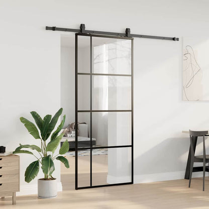 vidaXL Sliding Door with Hardware Set Black 90x205 cm ESG Glass 3
