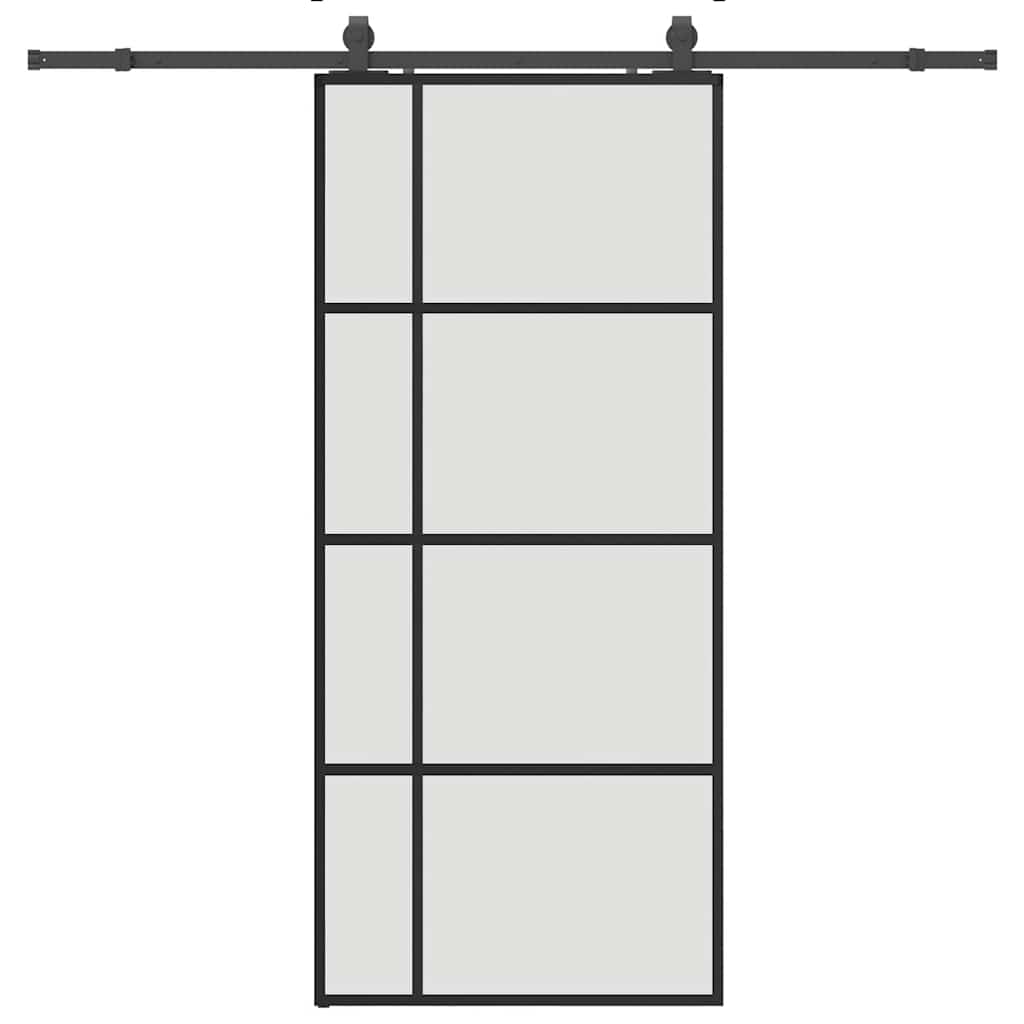 vidaXL Sliding Door with Hardware Set Black 90x205 cm ESG Glass 2