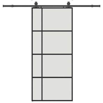 vidaXL Sliding Door with Hardware Set Black 90x205 cm ESG Glass 2