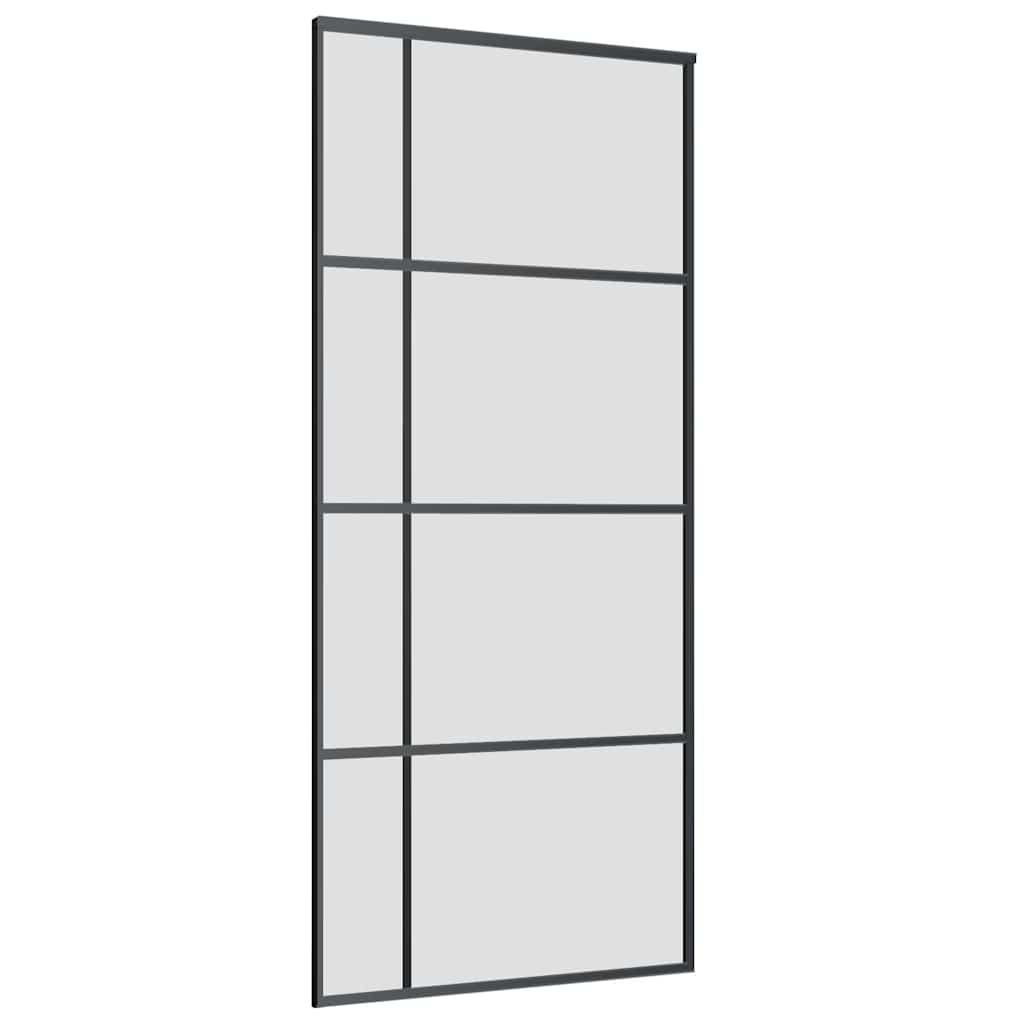 vidaXL Sliding Door with Hardware Set Black 90x205 cm ESG Glass 5
