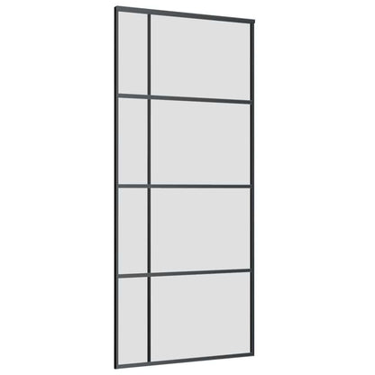 vidaXL Sliding Door with Hardware Set Black 90x205 cm ESG Glass 5