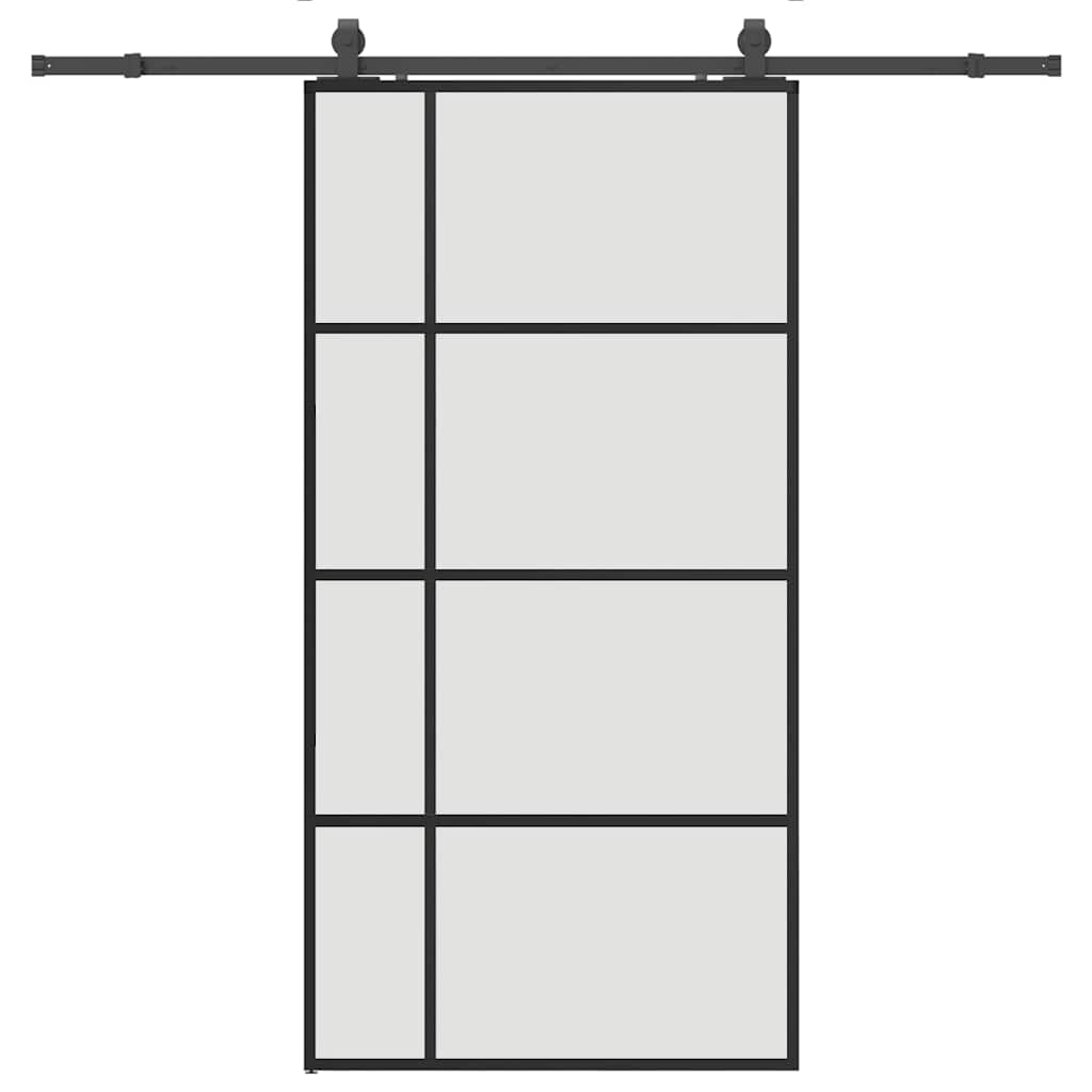 vidaXL Sliding Door with Hardware Set Black 102,5x205 cm ESG Glass 2