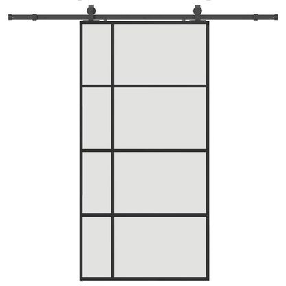 vidaXL Sliding Door with Hardware Set Black 102,5x205 cm ESG Glass 2