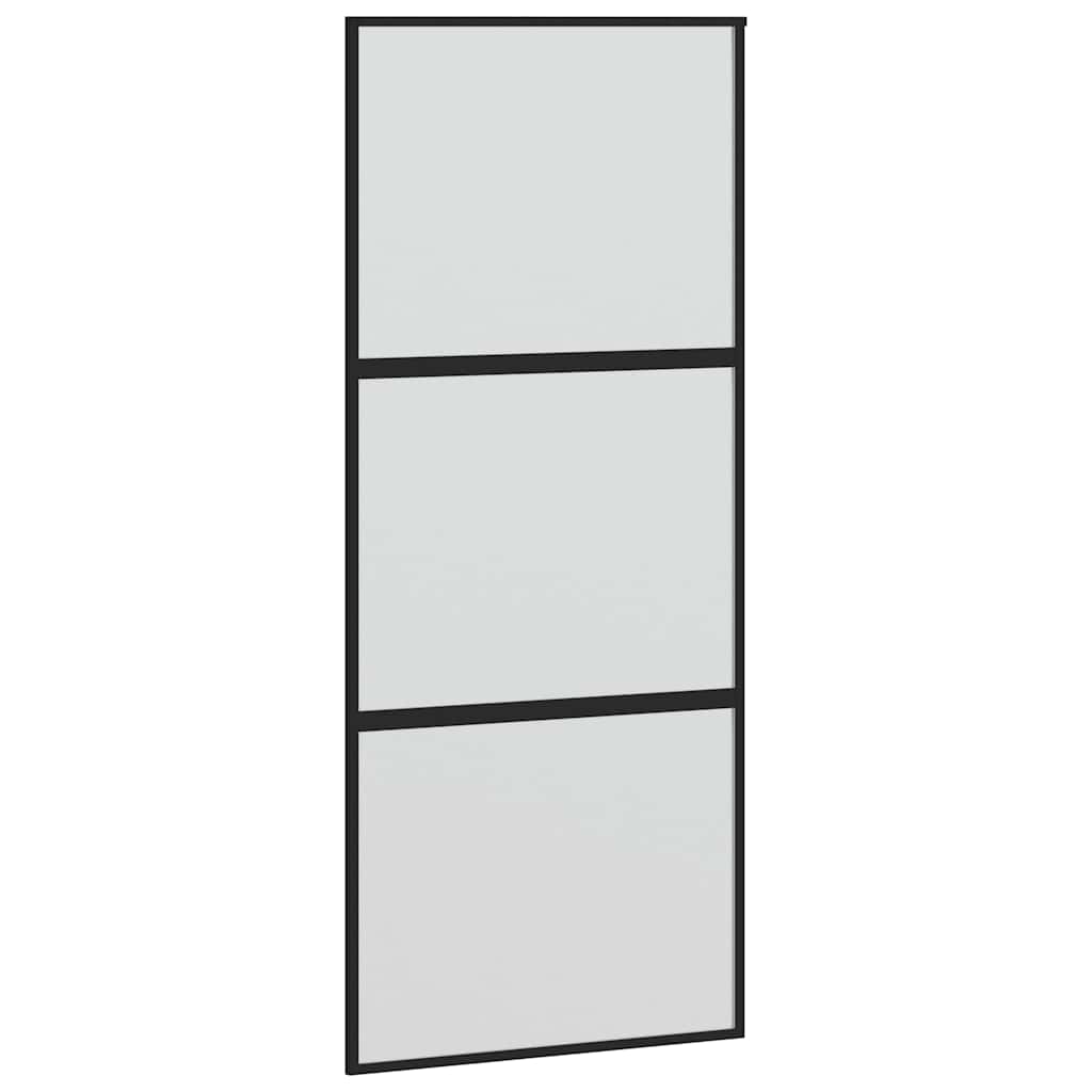 vidaXL Sliding Door with Hardware Set Black 90x205 cm Tempered Glass 5