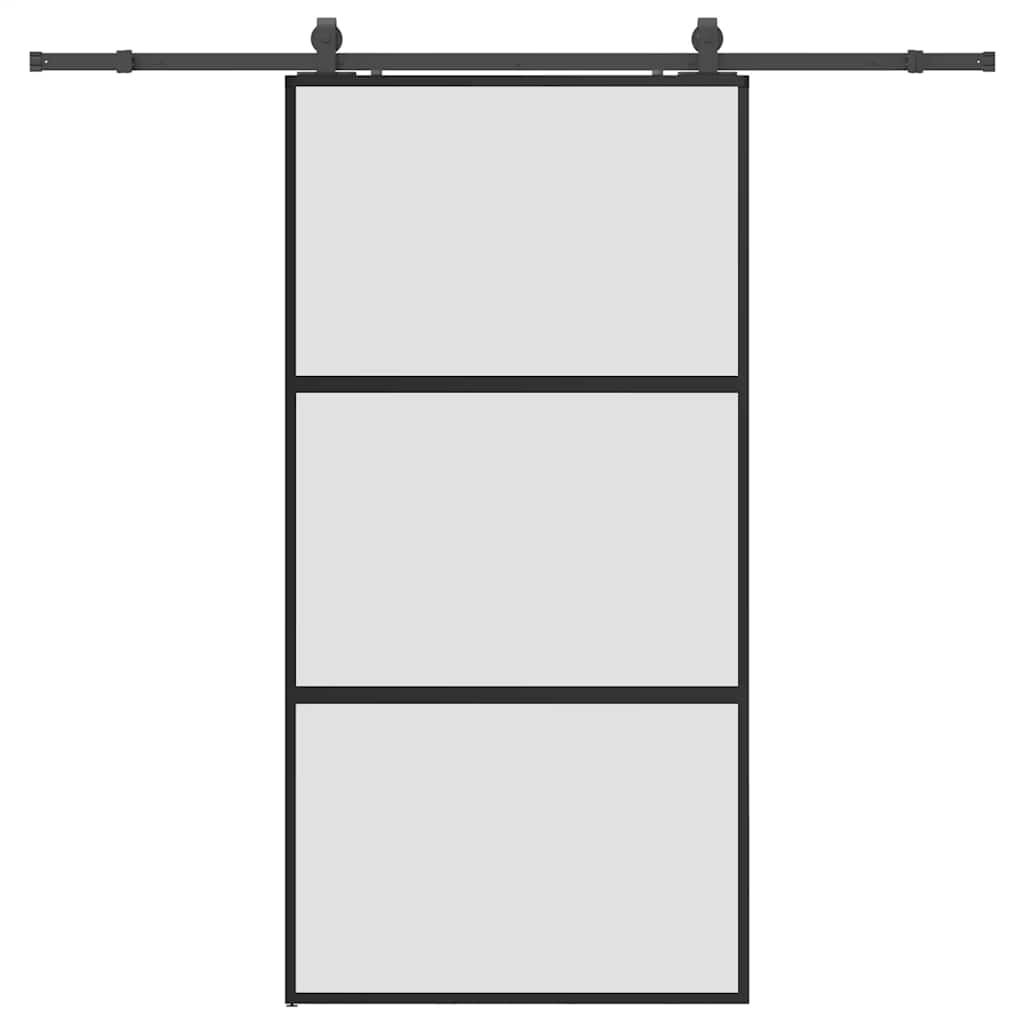 vidaXL Sliding Door with Hardware Set Black 102,5x205 cm Tempered Glass 2