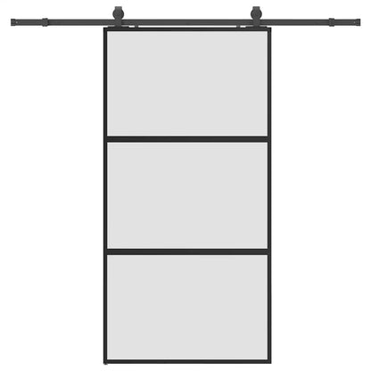 vidaXL Sliding Door with Hardware Set Black 102,5x205 cm Tempered Glass 2