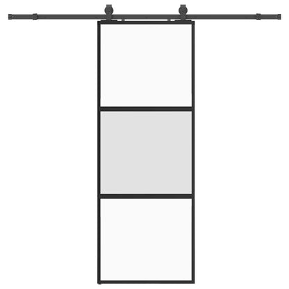 vidaXL Sliding Door with Hardware Set Black 76x205 cm Tempered Glass 2