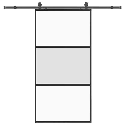 vidaXL Sliding Door with Hardware Set Black 102.5x205 cm Tempered Glass 2