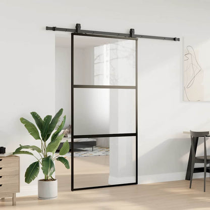 vidaXL Sliding Door with Hardware Set Black 102.5x205 cm Tempered Glass 3