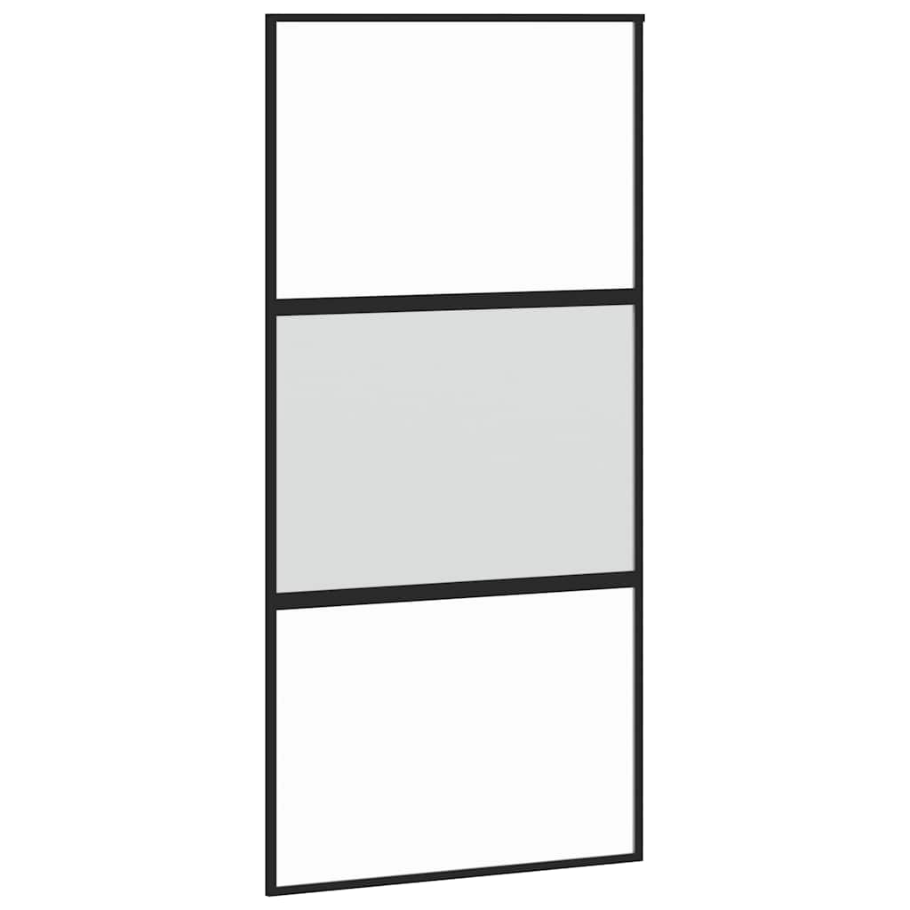 vidaXL Sliding Door with Hardware Set Black 102.5x205 cm Tempered Glass 5