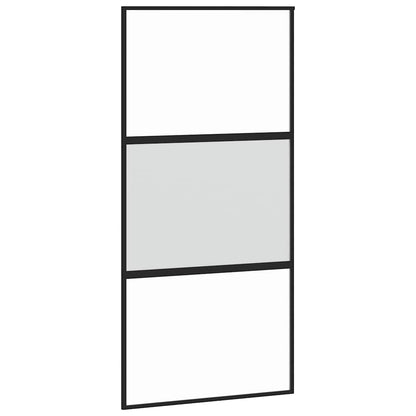 vidaXL Sliding Door with Hardware Set Black 102.5x205 cm Tempered Glass 5