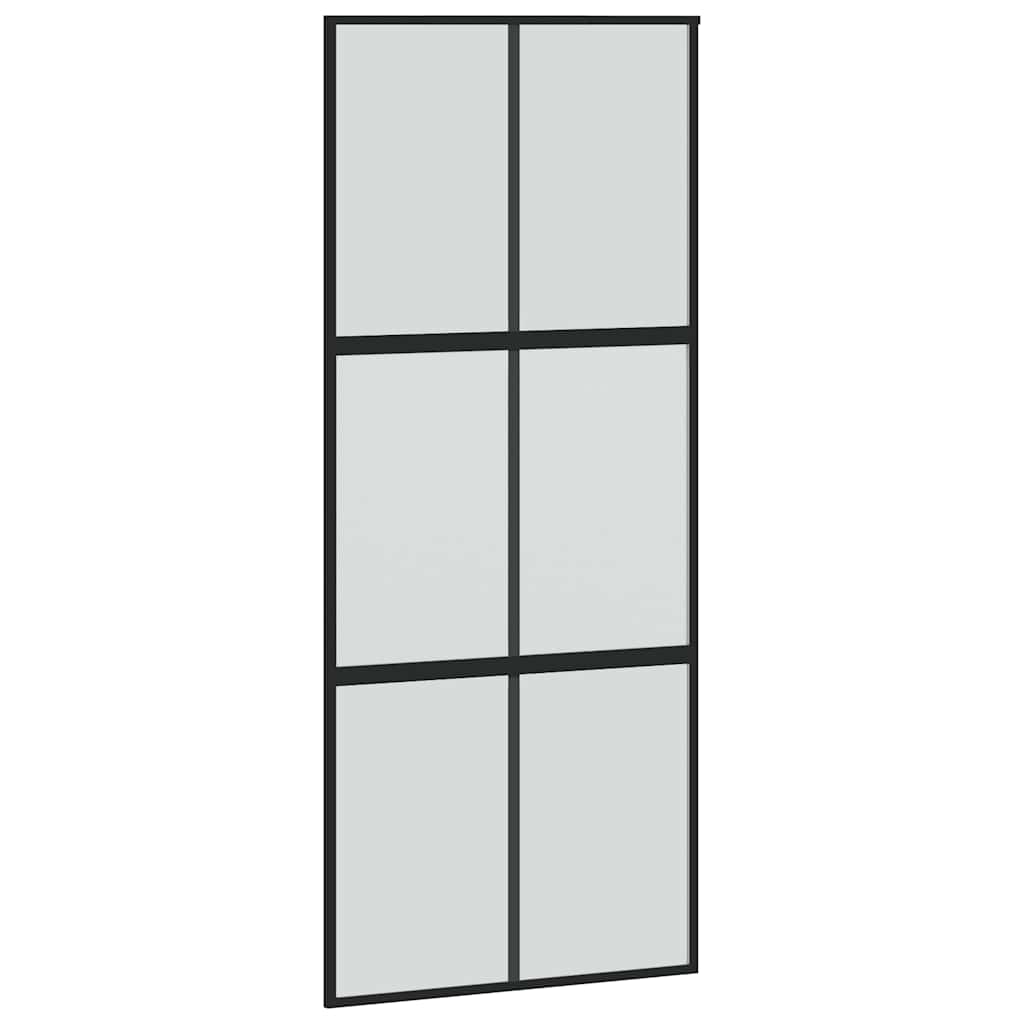 vidaXL Sliding Door with Hardware Set Black 90x205 cm Tempered Glass 5