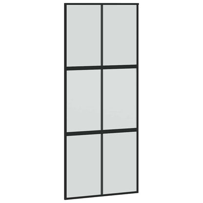 vidaXL Sliding Door with Hardware Set Black 90x205 cm Tempered Glass 5