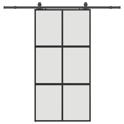 vidaXL Sliding Door with Hardware Set Black 102,5x205 cm Tempered Glass 2