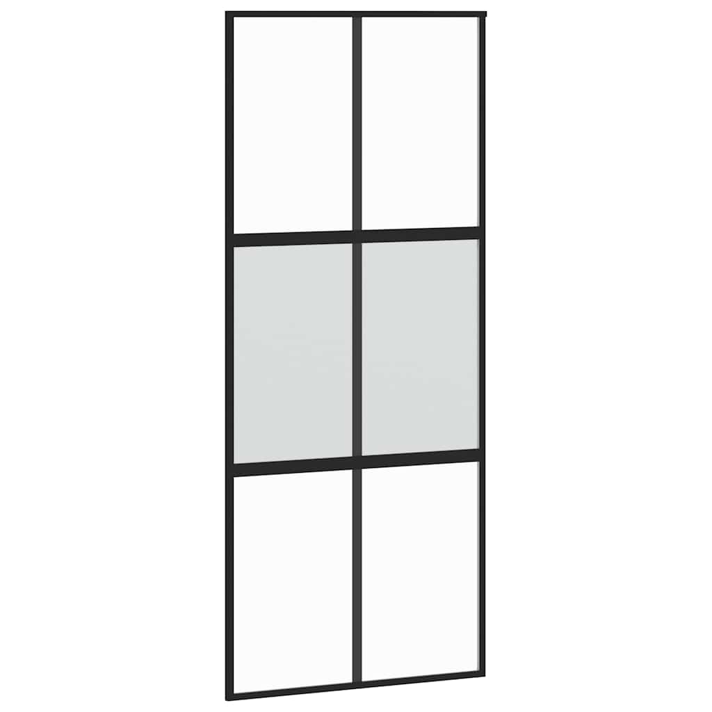 vidaXL Sliding Door with Hardware Set Black 90x205 cm Tempered Glass 5