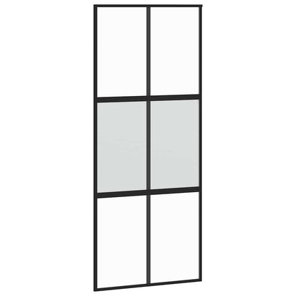 vidaXL Sliding Door with Hardware Set Black 90x205 cm Tempered Glass 5