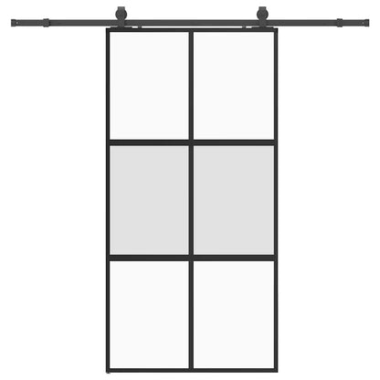 vidaXL Sliding Door with Hardware Set Black 102.5x205 cm Tempered Glass 2