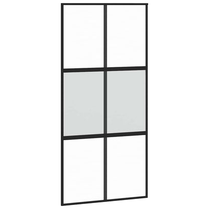 vidaXL Sliding Door with Hardware Set Black 102.5x205 cm Tempered Glass 5