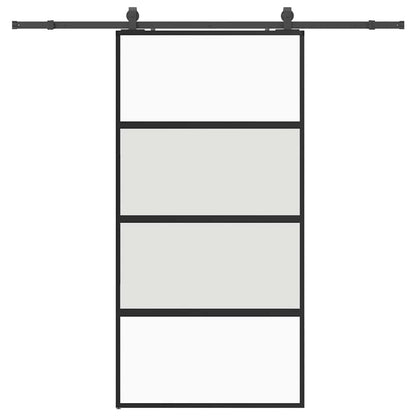 vidaXL Sliding Door with Hardware Set Black 102.5x205 cm Tempered Glass 2