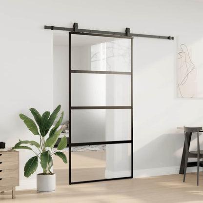 vidaXL Sliding Door with Hardware Set Black 102.5x205 cm Tempered Glass 3
