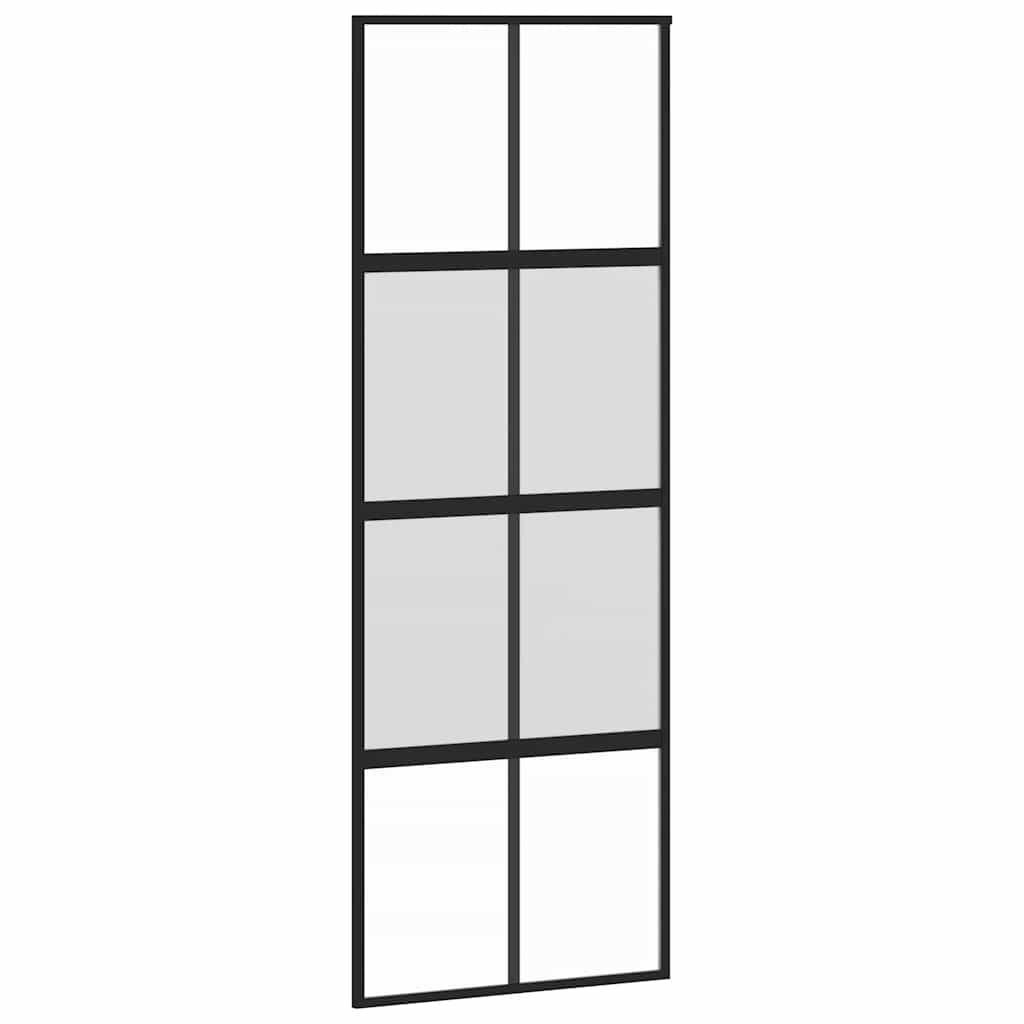 vidaXL Sliding Door with Hardware Set Black 76x205 cm Tempered Glass 5