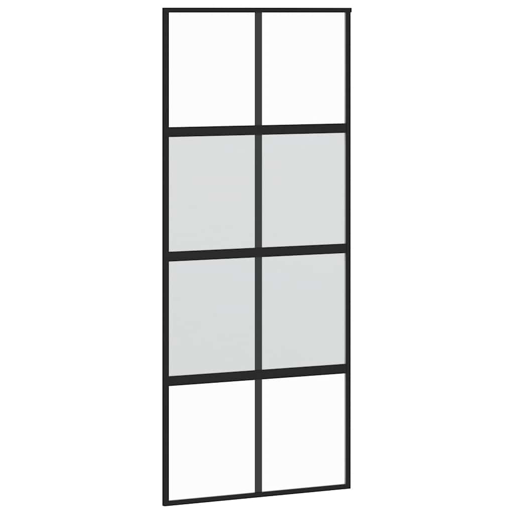 vidaXL Sliding Door with Hardware Set Black 90x205 cm Tempered Glass 5
