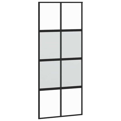 vidaXL Sliding Door with Hardware Set Black 90x205 cm Tempered Glass 5