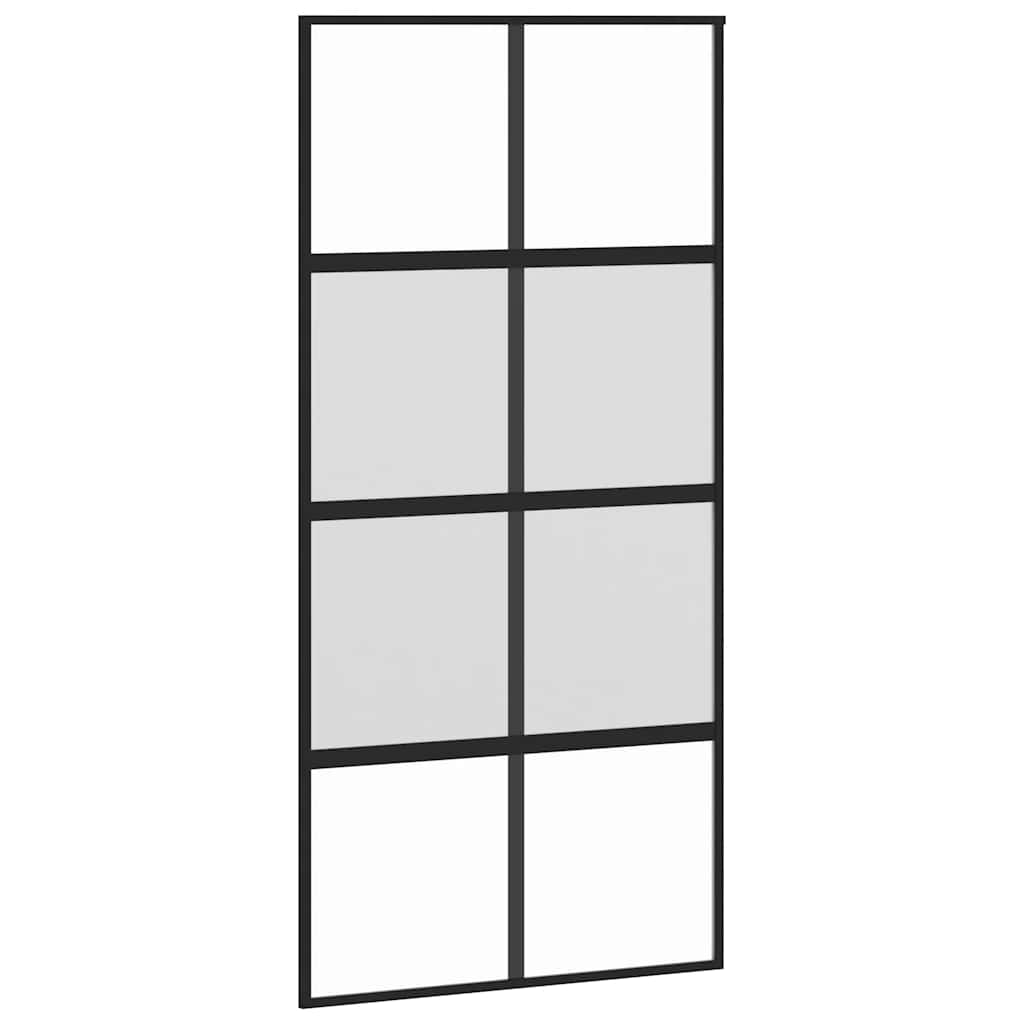 vidaXL Sliding Door with Hardware Set Black 102.5x205cm Tempered Glass 5