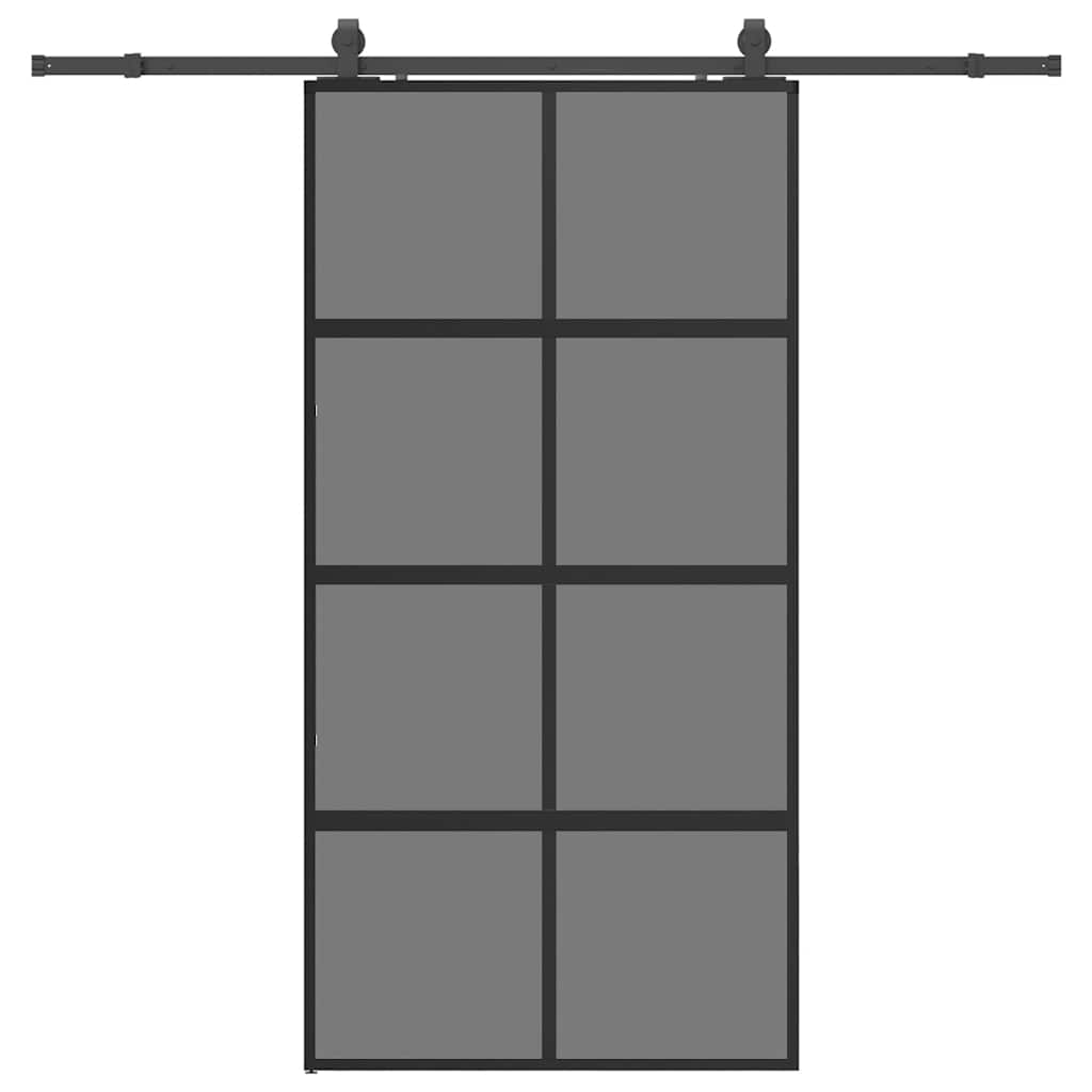 vidaXL Sliding Door with Hardware Set Black 102,5x205 cm Tempered Glass 2