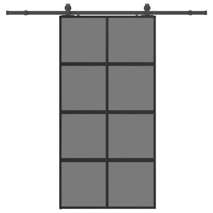 vidaXL Sliding Door with Hardware Set Black 102,5x205 cm Tempered Glass 2